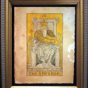 The Emperor Tarot Card Wall Art Print Tea Stained